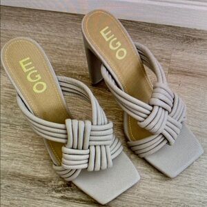 New EGO Official light grey braided mule heels 6